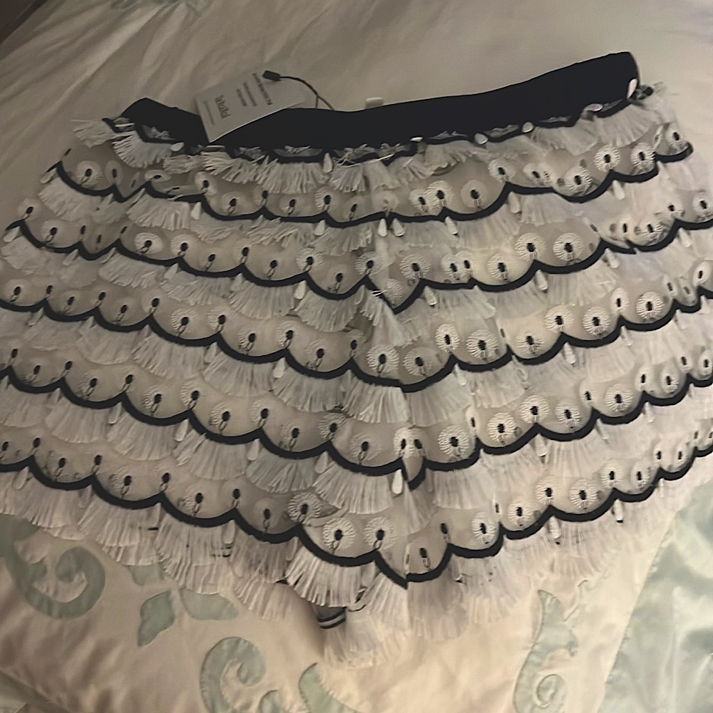 Alexis sheer shorts size small black and white embroidered detail